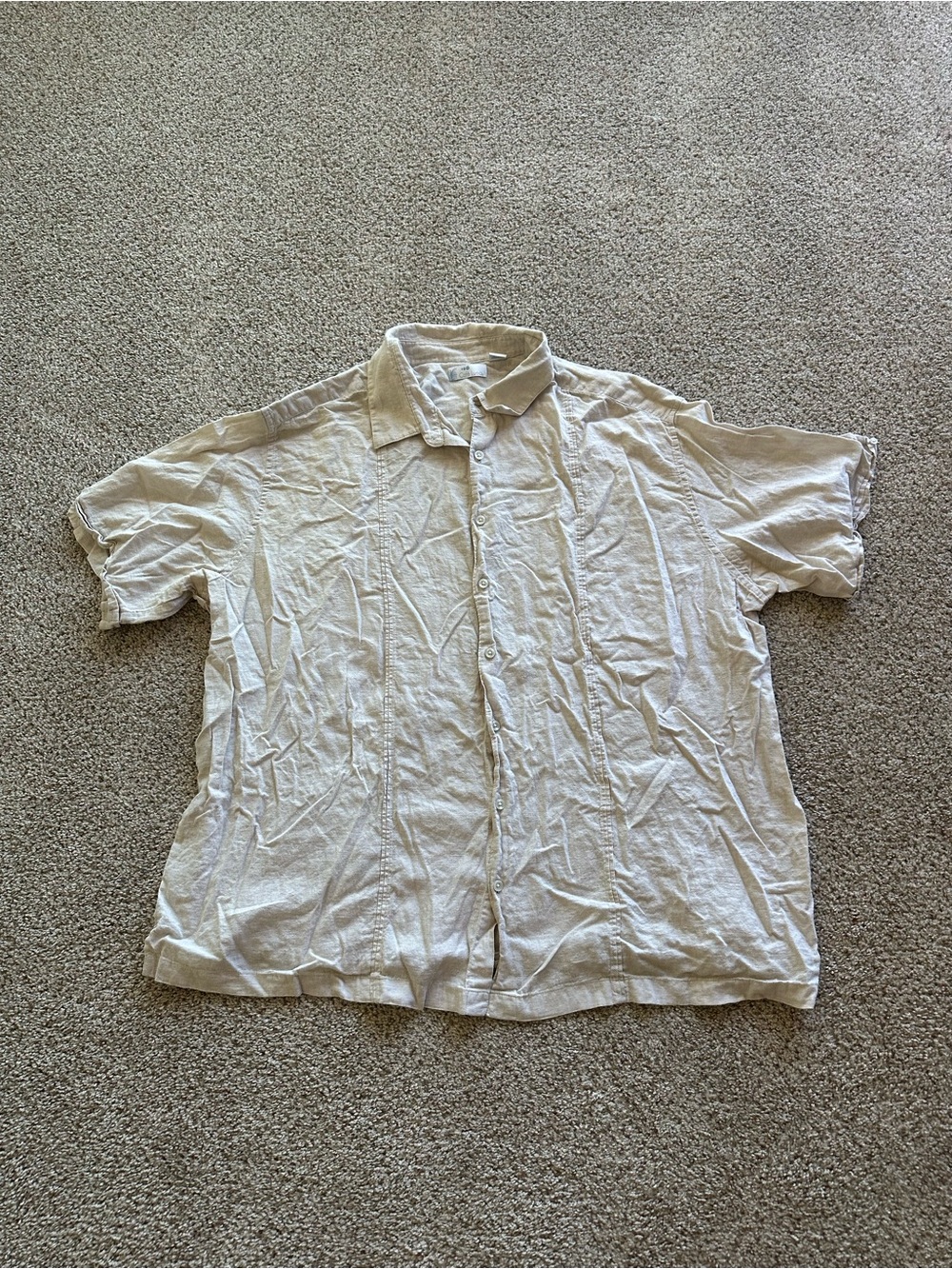 Cafe Luna Men’s Beige Linen/Cotton Solid Short Sleeve Button Up Shirt 3XL